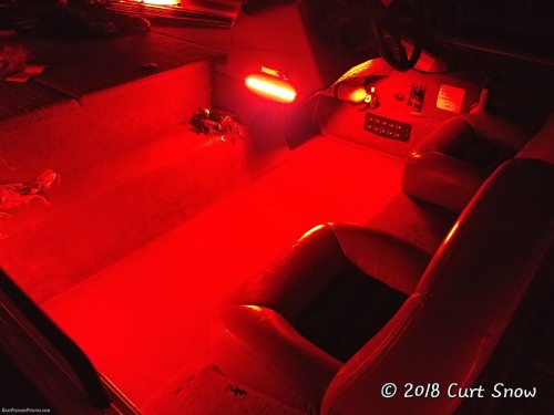 Cockpit area with Red LED Lights in total darkness