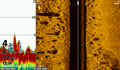Standard sonar view and Side Imaging