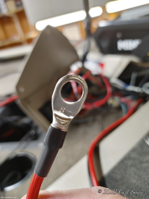 After crimping the connector on, I used heat shrink tubing to seal the connection from moisture.